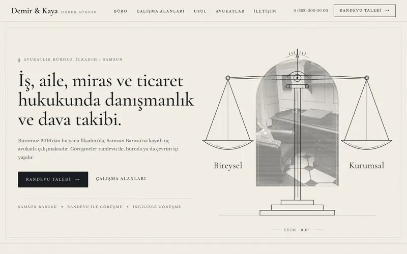 Demir & Kaya Hukuk Bürosu sitesinin ana sayfası