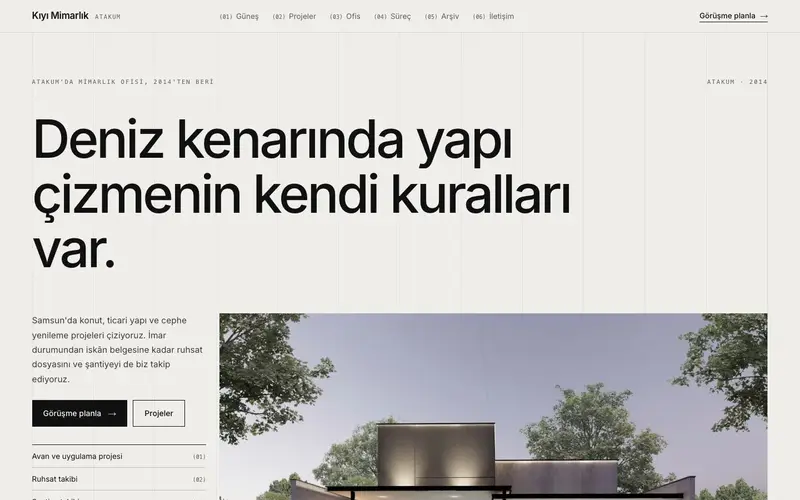 Kıyı Mimarlık sitesinin ana sayfası