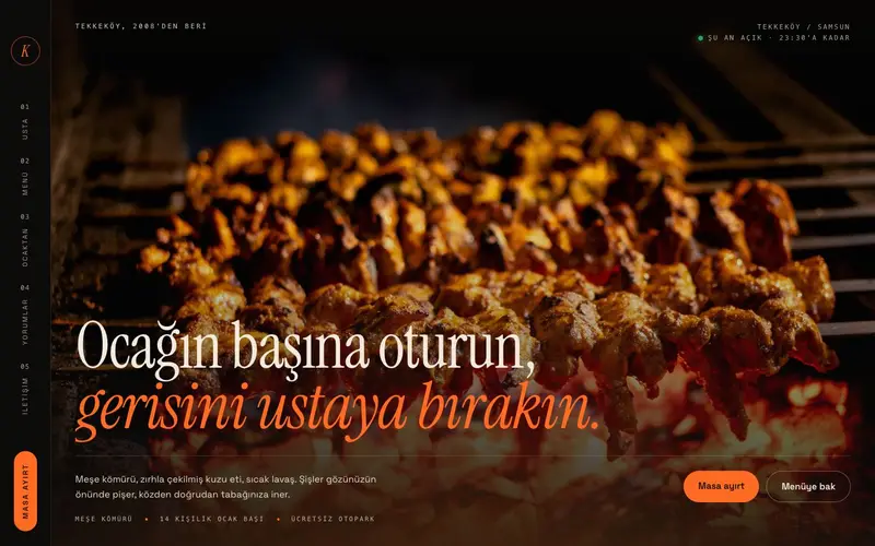 Közbaşı Ocakbaşı sitesinin ana sayfası