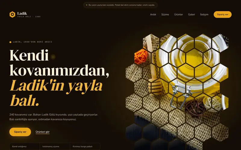 Ladik Yayla Balı sitesinin ana sayfası