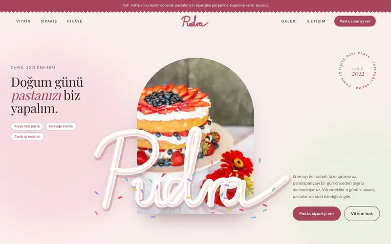 Pudra Pastanesi sitesinin ana sayfası