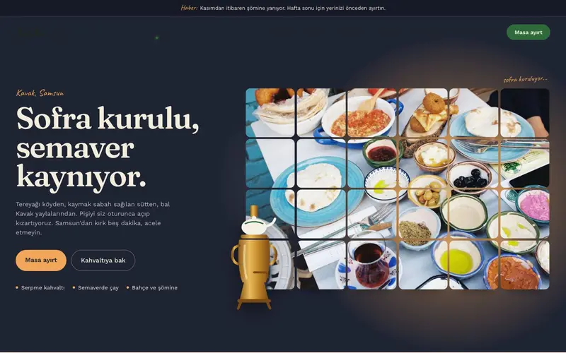 Yayla Kahvaltı Evi sitesinin ana sayfası